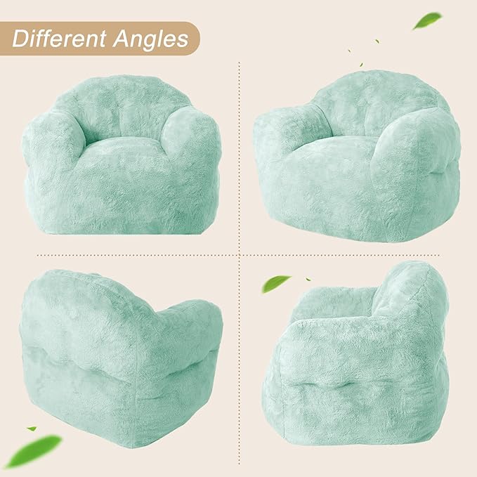 51" Big Bean Bag Chair BeanBag Chairs with Armrests for Adults Kids, Oversized Comfy Chair with Filler Included, Soft Cozy Beanbag Couch Floor Sofa Chair for Living Room Bedroom,Dorm,Light Green