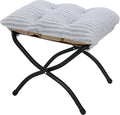Mordchil HF 15"(H) Folding Ottoman, Foldable Footrest Stool, Portable Small Foot Stool for Couch, Collapsible Foot Rest Ottoman for Sofa, Accent Padded Ottomans for Living Room, Bedroom, Stripe Grey