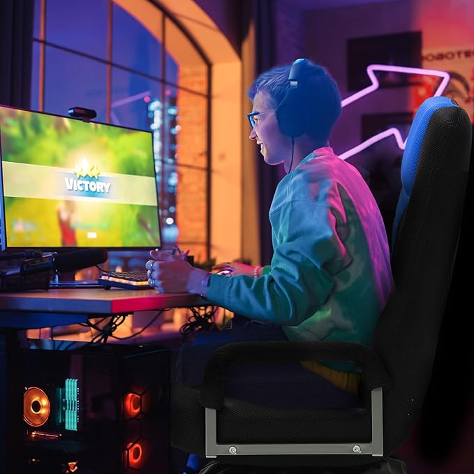 ACIPENSER Swivel Gaming Chair Multipurpose 2PACK Floor Gaming Chair for Playing Video Games, TV, Reading w/Armrest Lumbar Support & 6 Adjustable Postion Backrest for Adults & Kids,Blue