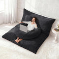 Homguava Giant Bean Bag Chair for Adults with Pillow, 4 in 1 Convertible Floor Cushion for Adluts, Memory Foamed Bean Bag Lounger with Washable Cover for Living Room, Bedroom