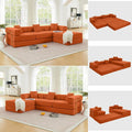 HANXIN 108" Modular Sectional Sofa,Futon Convertible Sofa Bed,Oversized Corduroy Boneless Couch for Living Room,Floor Loveseat Sleeper with Pull Out Bed,Free Combination,No Assembly Required (Orange)