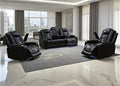 Toseslo Living Room Furniture Sets,Power Recliner Sofa Set with LED Light,Black Leather Sofa and 2 Chairs Set,Modern Power Reclining Sets with Cup Holder/Storage Console for House