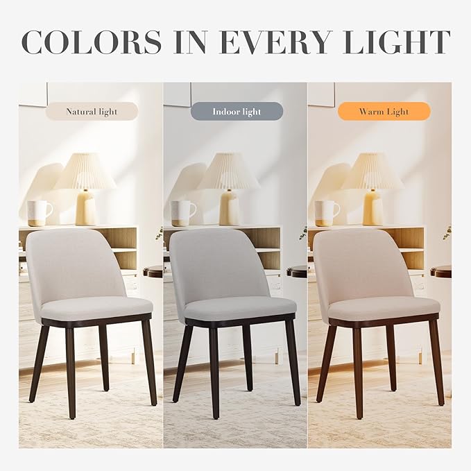 COLAMY Upholstered Dining Chairs Set of 6, Modern Kitchen Chairs with Back, Fabric Side Chair with Wood Legs for Dining Room Kitchen Restaurant, Beige