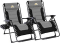 Colegence Oversized Padded Zero Gravity Lounge Chair Set of 2, Foldable Patio Anti Gravity Reclining Chairs Folding Lawn Recliner with Cup Holder for Yard, Camping, Outdoor, Support 350 LBS, Black