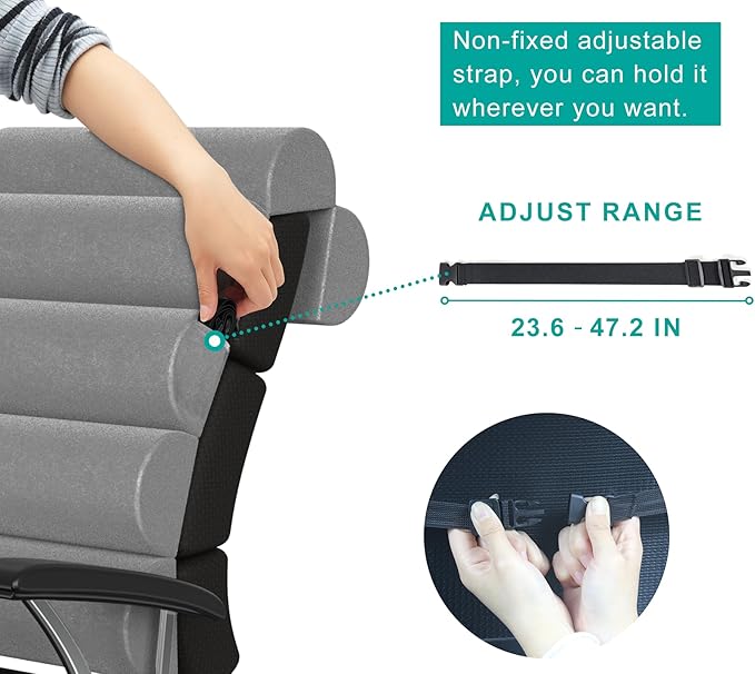Back Support Pillow for Office Chair with Neck Support,Lumbar Pillow Adjustable for Chair,Patented 6 semi-Circular Foldable Back Cushion Hanging on Desk Chair/Couch/Recliner,Soft