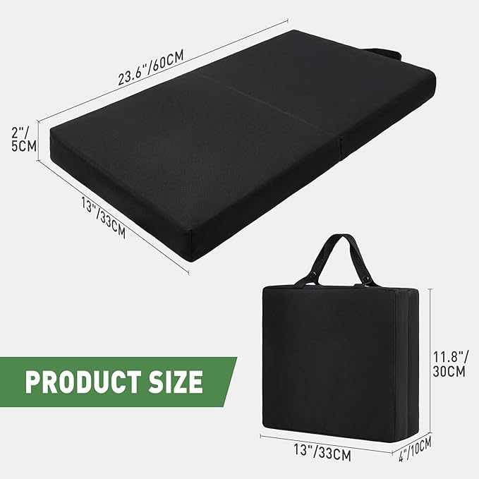 REDCAMP Portable Stadium Seat Bleacher Cushion, Folding Stadium Seats Ground Chair with Back for Camping Fishing Concert, Water Resistant, Black/Navy/Green