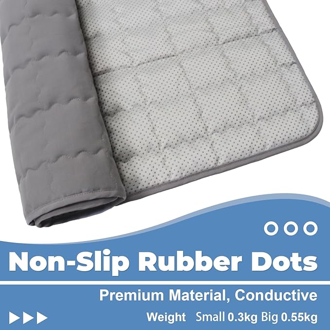 Grounding Mat for Feet 24"x35",Grounding Pad Anti-Slip Mat, Grounding Blanket Soft Cotton & Silver Fiber, Grounding Sheet for Enhance Sleep, Stress Relief (Grey)