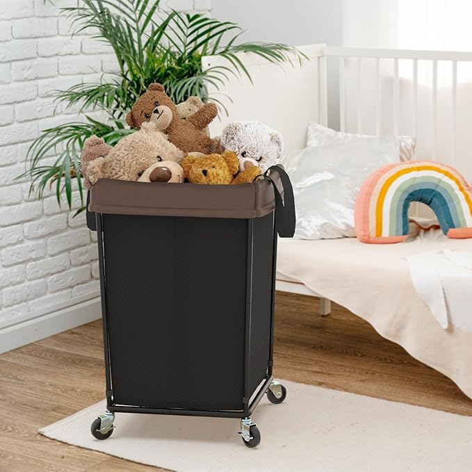 Mefirt 160L Laundry Hamper with Wheels, 2 Section Large Rolling Laundry Basket Bag with Wheels, Clothes Hamper Cart for Laundry, Bedroom, Bathroom and Dorm
