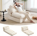 Tbfit 35.8‘’ Oversized Folding Sofa Bed, Convertible Sleeper Chair with Adjustable Back, Corduroy Folding Couch Bed, Portable & Foldable Mattress Boneless Floor Sofa for Living Room, Bedroom, White