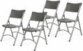 OEF Furnishings OEF600 Series High Back Folding Chairs, Blow-Molded Polyethylene Commercial-Grade Seating for Indoor and Outdoor Use, 500 lb Weight Capacity, 4-Pack (Charcoal Gray)