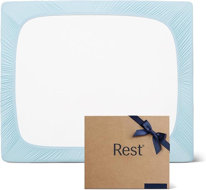 REST® Evercool®+ Fitted Sheet, Queen Size, Light Blue, 15" Deep (up to 18’’), Breathable Bedding for Hot Sleeper and Night Sweats, Bed Sheet with Ionic+ Self-Cleaning Silver Yarn for Sensitive Skin