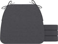 AAAAAcessories D-Shaped Chair Cushions, 2" Thick Dining Chair Pads with Ties and Removable, Machine-Washable Cover, 17" x 16", Set of 4, Dark Grey
