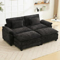 Oprisen 86" Modular Sectional Sofa, Comfy Cloud Couch Sectional Sofa with Ottoman, Chenille Sofa Sleeper Deep Seat Sofa with Throw Pillows for Living Room (Black)