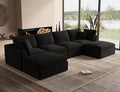 ohllob 140" U Shaped Couch, Cloud Sectional Couches for Living Room, Boneless Couch with Ottoman, Oversized 4 Seater Modular Sectional Sofa, Black