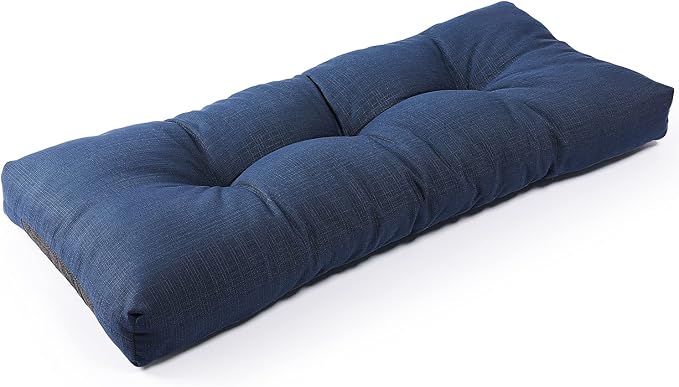 SUNROX LokGrip Non Slip Tufted Memory Foam Bench Cushion, FadeShield Water Resistant Durable Thicken Outdoor/Indoor Bench Seat Pads 42x16x4 inch, Navy