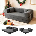 79 Inch Convertible Sofa Bed Couch in Box, 5 in 1 Folding Modular Boneless Couch with Pull Out Bed 2 Pillows, Soft Corduroy Floor Futon Lounge Loveseat Sleeper Lazy Cama No Assembly Dark Grey
