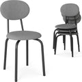 Stackable Dining Chairs Set of 4, Stackable Waiting Room Chairs, Stacking Kitchen Chairs with Upholstered Back and Seat with Dense Foam Cushions, Steel Frame with 400 Lb. Capacity, Grey