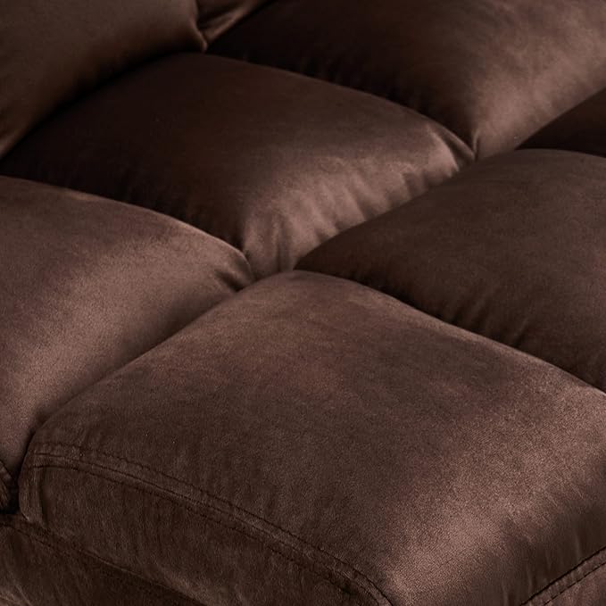 MCombo Velvet Accent Chair with Ottoman Set, Modern Armless Chair for Living Room, Bedroom, Small Space 0014 (Velvet, Brown)