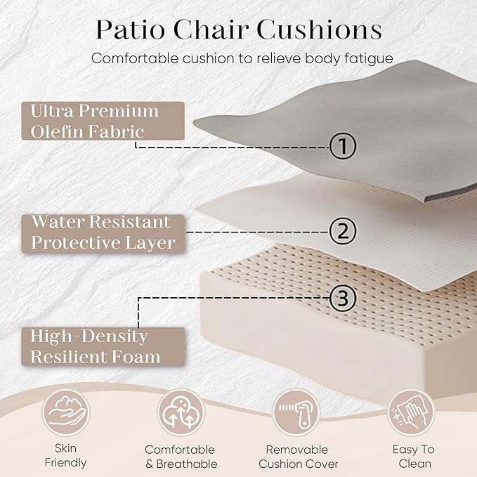 Outdoor Seat Cushion Set-24 x 24 x 6 Inch Outdoor Chair Cushions Set of 2 with Water Resistant & Removable Cover Outdoor Cushions for Patio Furniture Chair Sofa Couch-Blue