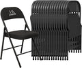 16 Pack Black Padded Folding Chairs Set - Comfortable Stackable Portable Chairs for Indoor Outdoor, Events, Parties, Office, Wedding (PU Leather, Classic Black,School Chair)