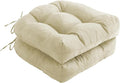 IPYNBAP Outdoor Chair Cushions Set of 2, Patio Chair Cushions with Ties, 19x19+5” Tufted Outdoor Seat Cushions, Waterproof Patio Furniture Cushions, Outdoor Dining Chair Pads, Beige