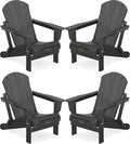SERWALL Foldable Adirondack Chair Set of 4 for Patio Garden Outdoors Fire Pit-Black