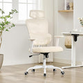 BOWTHY Ergonomic Office Chair,Home Mesh Office Desk Chairs,High Back Office Chair 330 LBS,Swivel Computer Chair with 2D Armrest,Adjustable Headrest,Lumbar Support,Rocking Function (Beige)