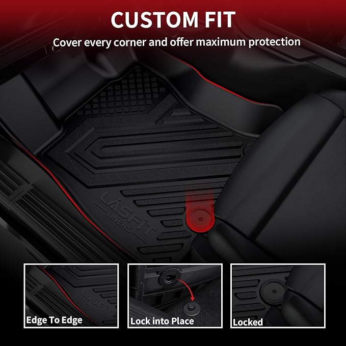 LASFIT Floor Mats for Ford Expedition Standard(Not for Max Models) 2021 2022 2023 2024 8 Seats(Not Fit 7 Seats), All Weather TPE Custom Fit for SUV Car Liners, 1st& 2nd& 3rd& Cargo Liner, Black 5pcs