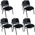 Mesh Reception Chairs with Desk Attached, Black Stackable Waiting Room Chairs, Black Classroom Chair for Student/Office/Conference Room/Meeting/Church, 5-Packs