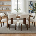 RIVOVA Upholstered Dining Chairs Set of 6, Modern Wooden Kitchen Chairs Fabric Side Dining Room Chair Farmhouse Dinner Chair for Kitchen Dining Room, Cream