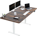 VIVO Electric 71 x 36 in Dual Motor Rustic Sit Stand Desk, Memory Height Adjustment, 2B Series, Vintage Brown Top White Frame, DESK-KIT-2W7N-36