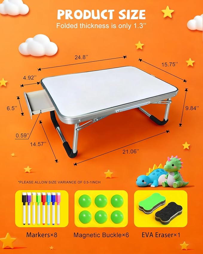 Lap Desk Kids, Dry Erase Board for Kids, Portable Art Table with Magnets and Marks for Drawing, Learning & Play, Gift for Toddlers