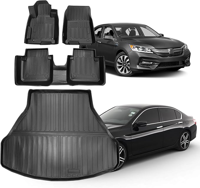 Compatible for 2013-2017 Honda Accord Sedan Floor Mats & Cargo Liner All Weather TPE Mats for 2013-2017 Honda Accord Accessories (No Fit for Coupe & Hybrid)