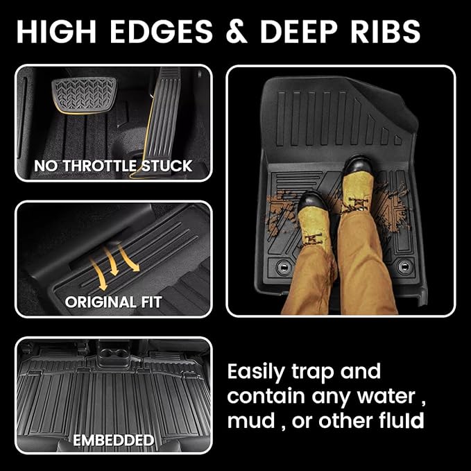 Compatible for 2021-2025 Toyota Sienna Floor mats Full Set All Weather car mats for 2021 2022 2023 2024 2025 Toyota Sienna Accessories (Only Fit 7 Seater with Spare Tire)