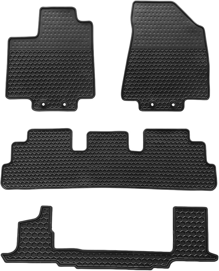 Car Floor Mats Custom Fit for Nissan Pathfinder 2022-2025(7 Passenger Models Only) Black Rubber Auto Liner Mats All Weather Protection Odorless