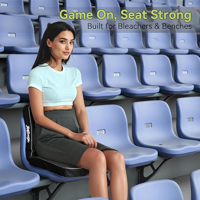 Relispo 3-in-1 Stadium Seat Cushion, Premium Memory Foam & High-Density Foam Bleacher Cushion, Anti-Slip Waterproof Portable Stadium Cushion for Bleachers, Sports Events, Camping
