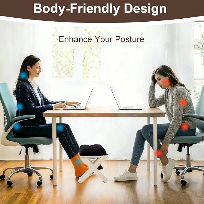 Novabright Double Step Footrest, Wooden Foot Rest for Under Desk at Work with Non-Slip Surface, Ergonomic Foot Stools for Improved Posture, Leg Rest for Chair, Computer Gaming, Home and Office