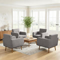 HUIMO Fabric Accent Chairs Set of 4, Button Tufted Living Room Chairs Easy to Install, Mid Century Modern Chair, Upholstered Arm Chair for Living Room Bedroom Study Office (4, Dark Grey)