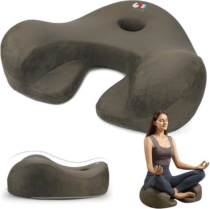 UTJZIB Meditation Cushion & Floor Pillow Seat - Ergonomic Comfortable Memory Foam Set Relieves Numbness Tailbone & Hip Pain from Long Sitting, idea for Reading, Yoga.