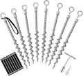 Keltrion 8 PCS Screw in Tent Stakes for Women Men Ground Anchors for Sand, Trampolines, Camping - Aluminium Heavy Duty Rust Prevention Pegs Spikes Drillable Threaded Anchor Stake - Silvery 14 inch