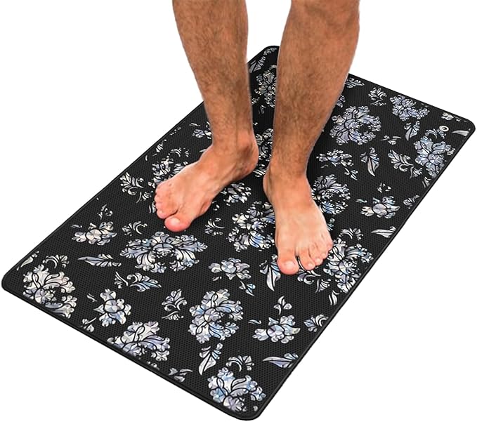 Grounding Mat for Bed Feet Sleep Yoga Pet Desk Grounding Pad for Energy Balance Wellness with 15ft Grounding Cord 23.6"x13"