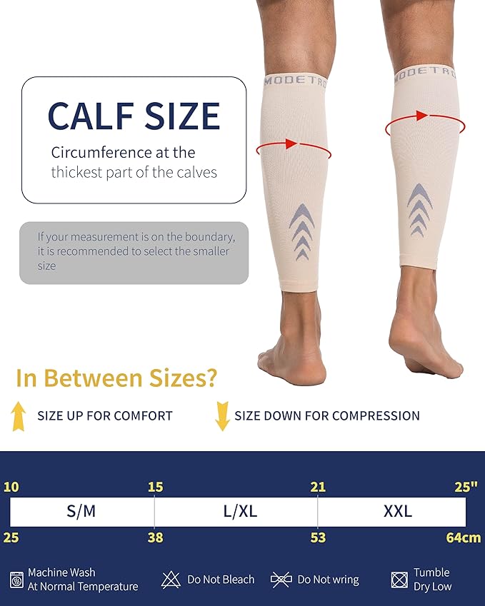 Modetro Sports Calf Compression Sleeves - Leg Sleeves for Men and Women - Shin Splint Relief Support Brace Running Flights