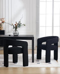 DAYALANE Black Boucle Dining Chairs Set of 2, Upholstered Sherpa Kitchen Chairs with Arms Comfy Barrel Side Chair for Living Room/Dining Room/Reception, Black Fur