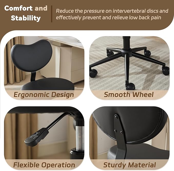 NFMOD Ergonomic Cross Legged Office Chair with Wheels, 360° Swivel Meditation Chair, Height Adjustable Kneeling Chair, Wide Seat and Backrest for ADHD Criss Cross Sitting Fidgeting and Yoga