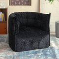 N&V Mid Century Brigantin Deep Relaxation Sofa, Soft Premium Chenille, for Living Room Bedroom and Office (Black, Single)