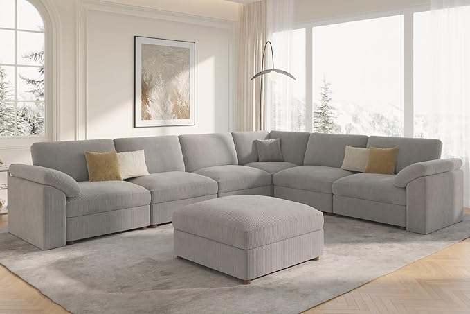 EASE MOOSE Oversized Sectional Modular Sofa,Large Sectional Couch Wide Deep Seat Modular Cloud Couch,Removable Cover