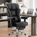 Efomao Big and Tall Office Chair 450lbs, 5.9" Thick Pocket Spring Executive Chair with Footrest, High Back PU Leather Ergonomic Desk Chair, Wide Computer Chair, Black