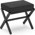 Foldable Foot Stool Ottoman, Modern Foot Rest with Bamboo X Legs & Thick Foam Cushion, Folding Foot Stools Small Padded for Bedroom Living Room, Footstool for Chair Couch (Black - Black)