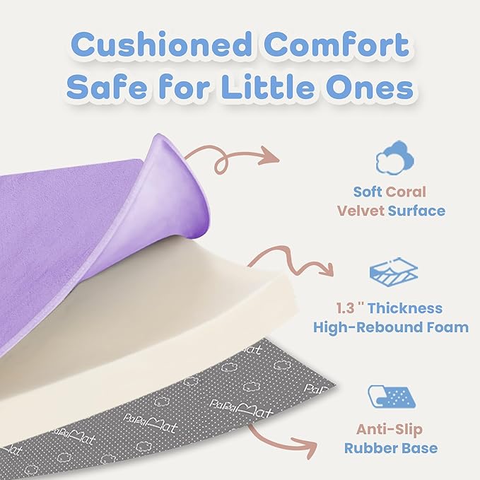 PAPAMAT 1.3" Thick Baby Floor Play Mat 50x50, Basic Padded Foam Mat for Tummy Time Crawling, Non Slip Cushioned for Babies Toddlers Infants Kids (Violet)