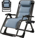 ABORON Zero Gravity Chair,Premium Outdoor Lawn Folding Lounge Chairs,Sturdy Adjustable Reclining Patio Chairs with Built in Cushion,Headrest & Tray